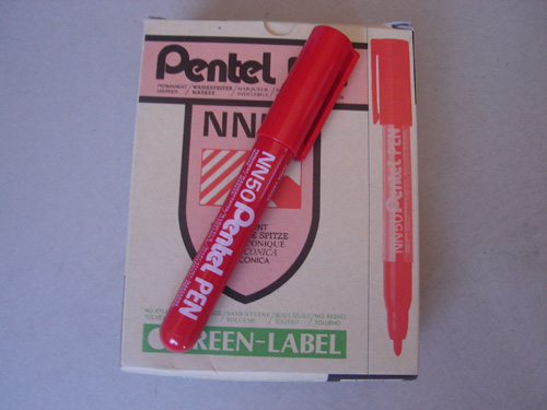 Pentel NN50B Red Bullet Point Permanent Ink Marker Box 12